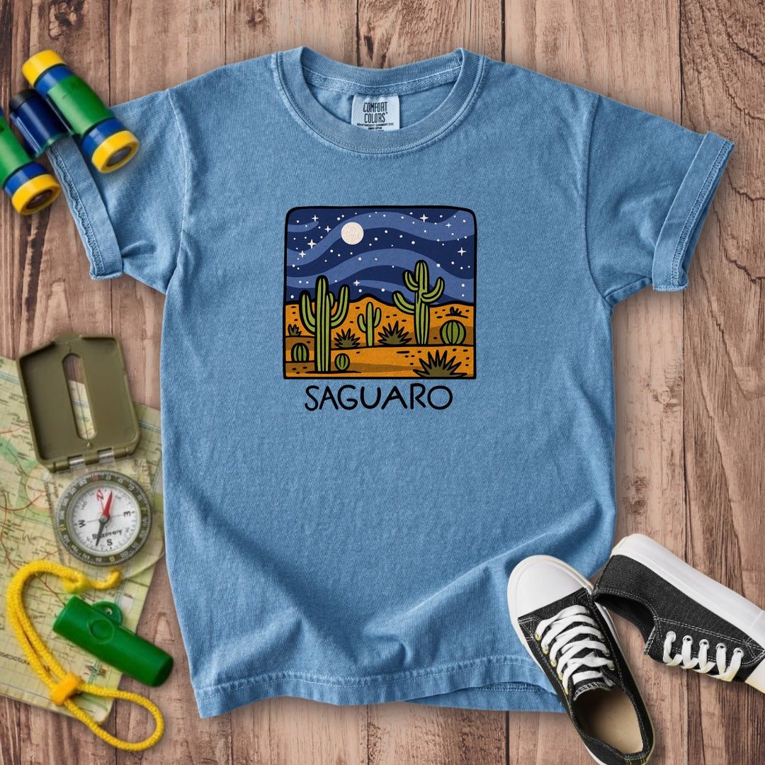 Saguaro at Night Kids Cotton T-Shirt