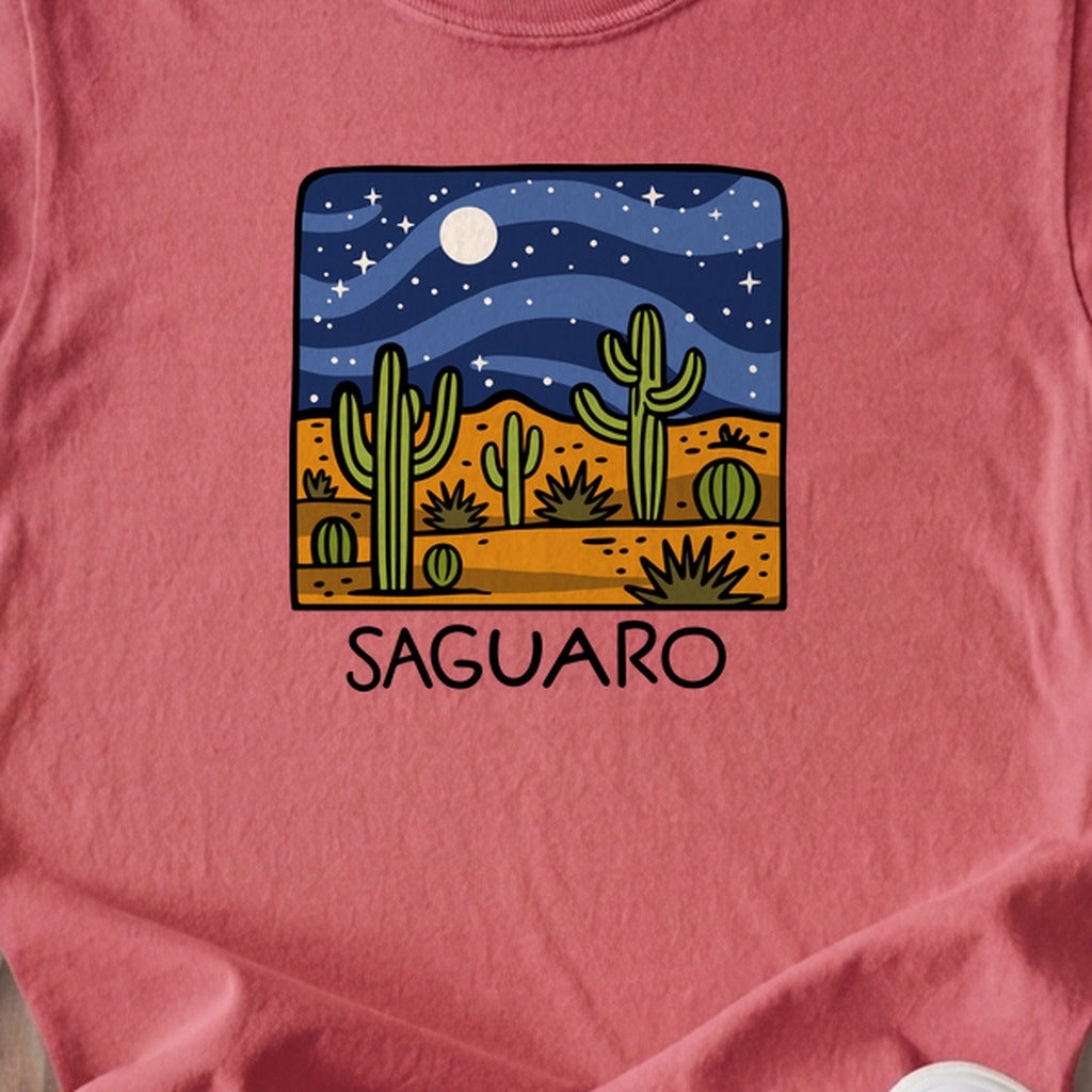 Saguaro at Night Kids Cotton T-Shirt