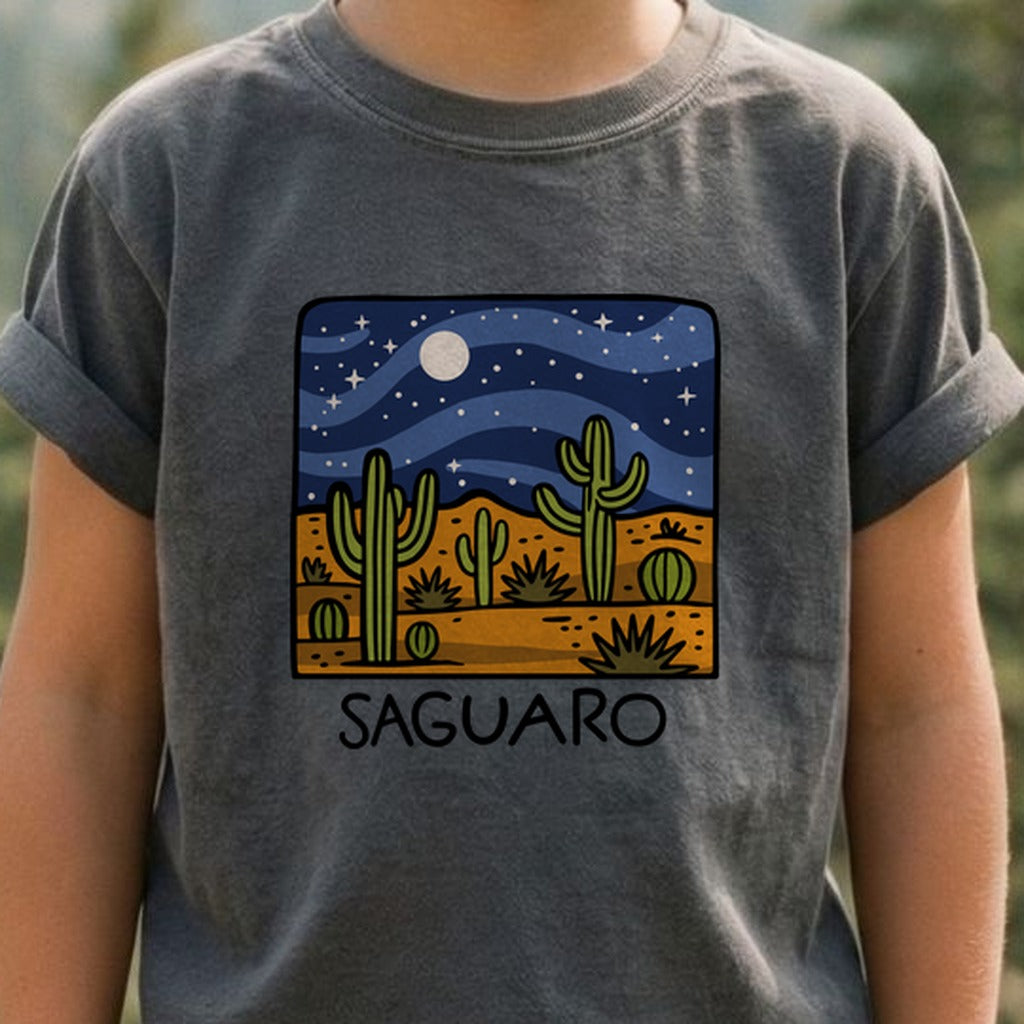 Saguaro at Night Kids Cotton T-Shirt