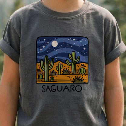 Saguaro at Night Kids Cotton T-Shirt