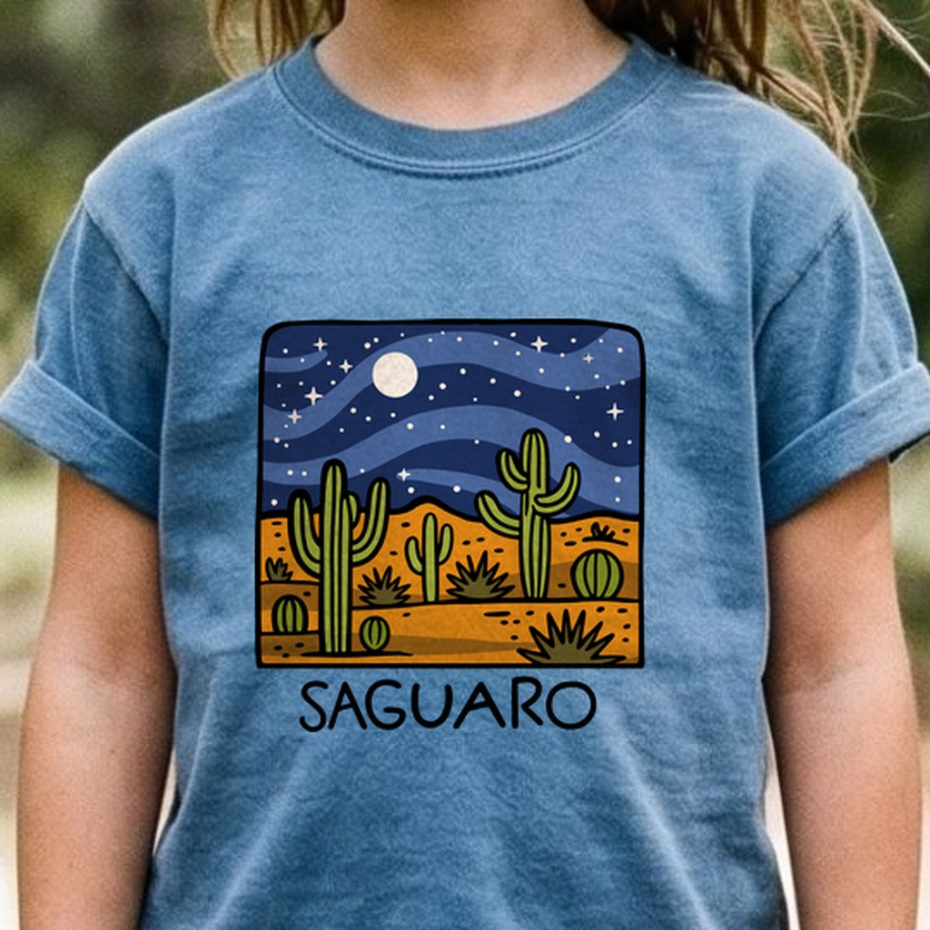 Saguaro at Night Kids Cotton T-Shirt