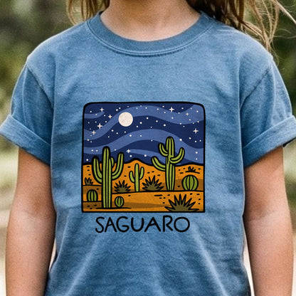 Saguaro at Night Kids Cotton T-Shirt