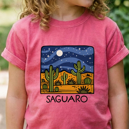 Saguaro at Night Kids Cotton T-Shirt