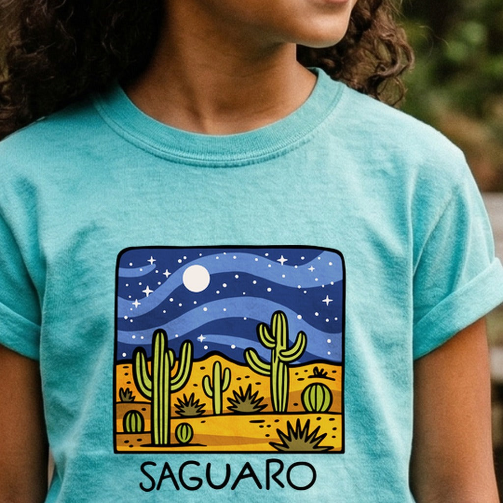 Saguaro at Night Kids Cotton T-Shirt