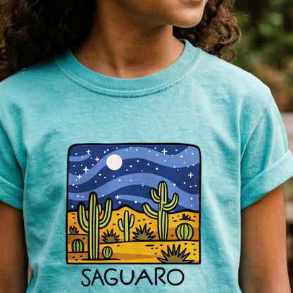 Saguaro at Night Kids Cotton T-Shirt