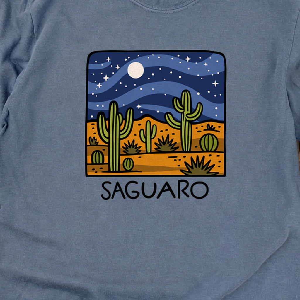 Saguaro at Night Cotton Long Sleeve