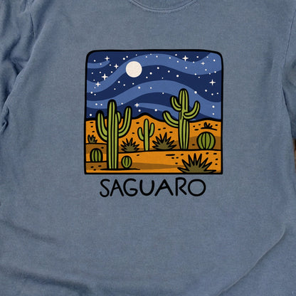 Saguaro at Night Cotton Long Sleeve