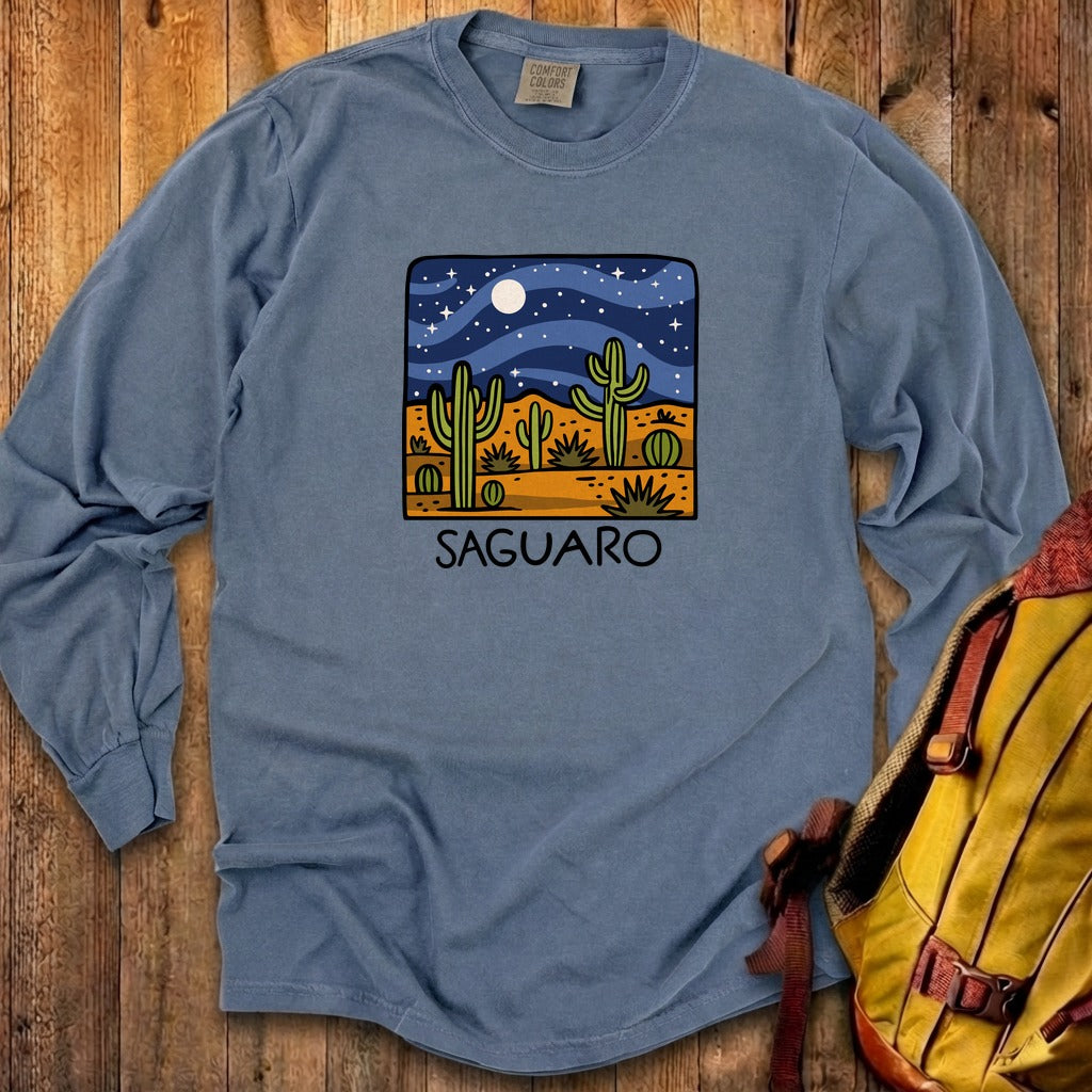 Saguaro at Night Cotton Long Sleeve