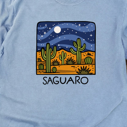 Saguaro at Night Cotton Long Sleeve