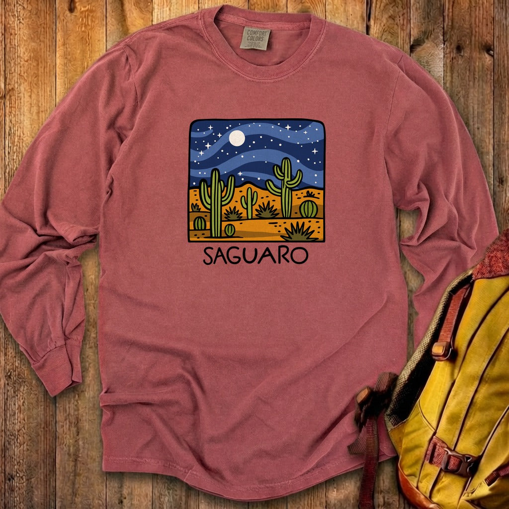 Saguaro at Night Cotton Long Sleeve