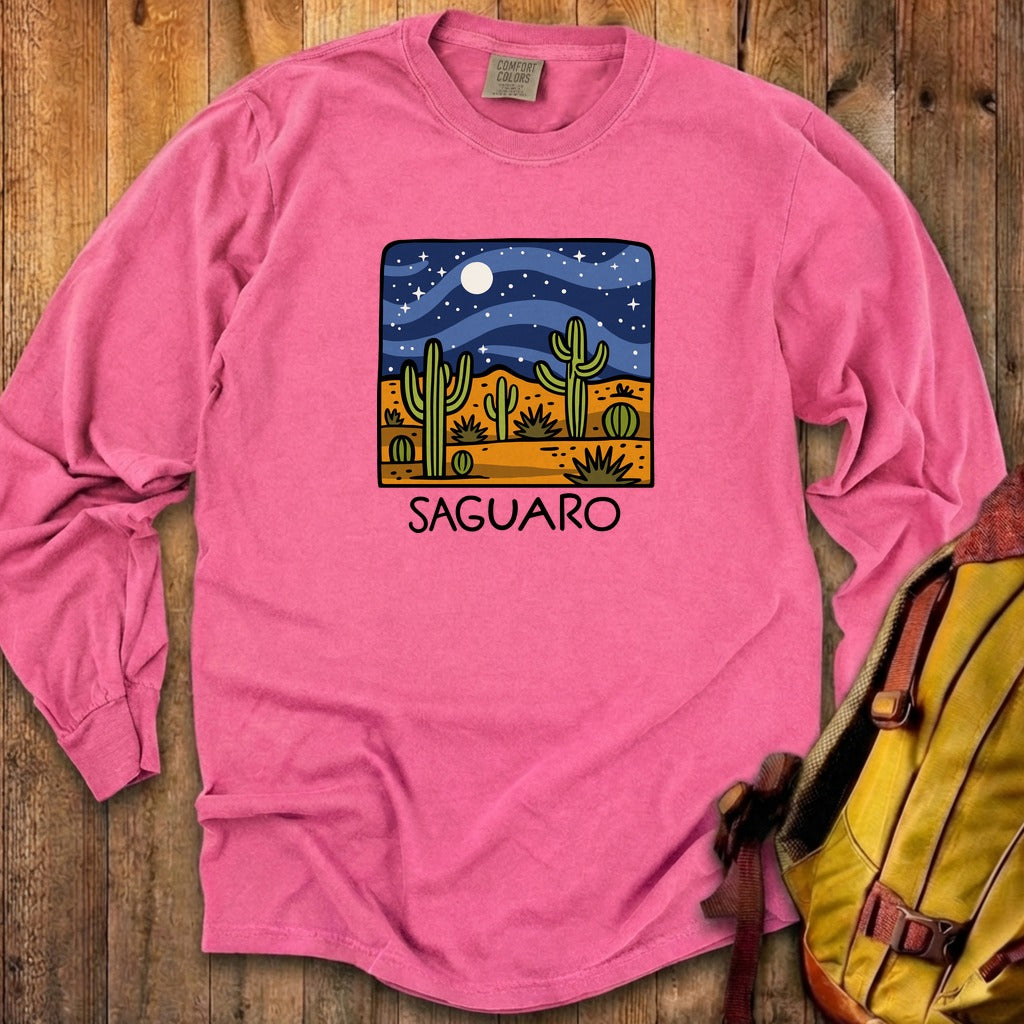 Saguaro at Night Cotton Long Sleeve