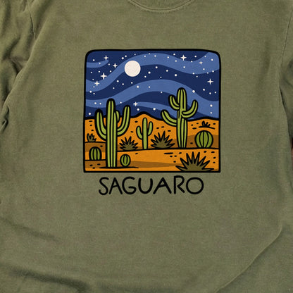 Saguaro at Night Cotton Long Sleeve
