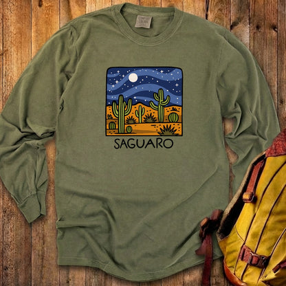 Saguaro at Night Cotton Long Sleeve