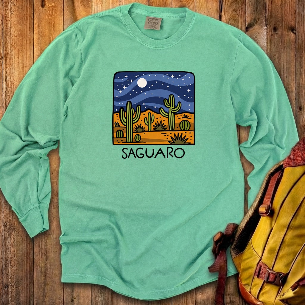 Saguaro at Night Cotton Long Sleeve