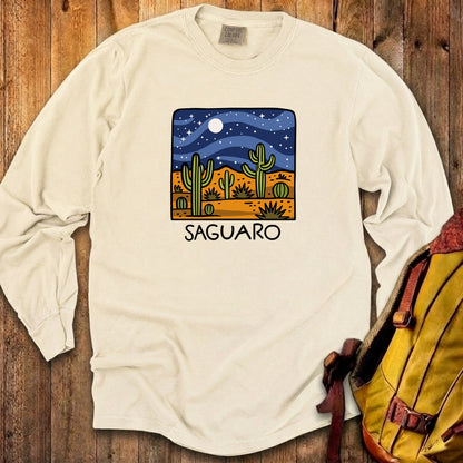 Saguaro at Night Cotton Long Sleeve
