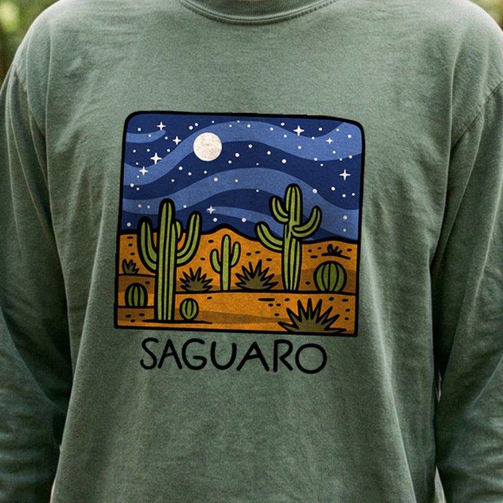 Saguaro at Night Cotton Long Sleeve