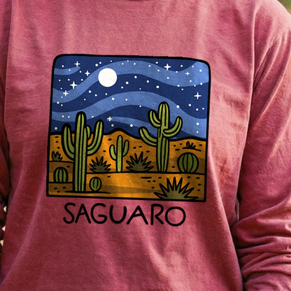 Saguaro at Night Cotton Long Sleeve