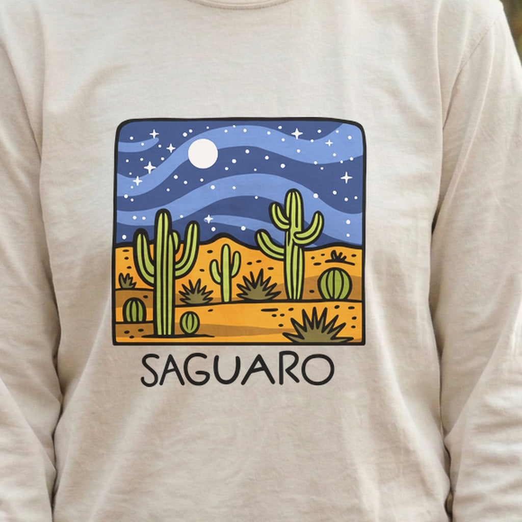 Saguaro at Night Cotton Long Sleeve