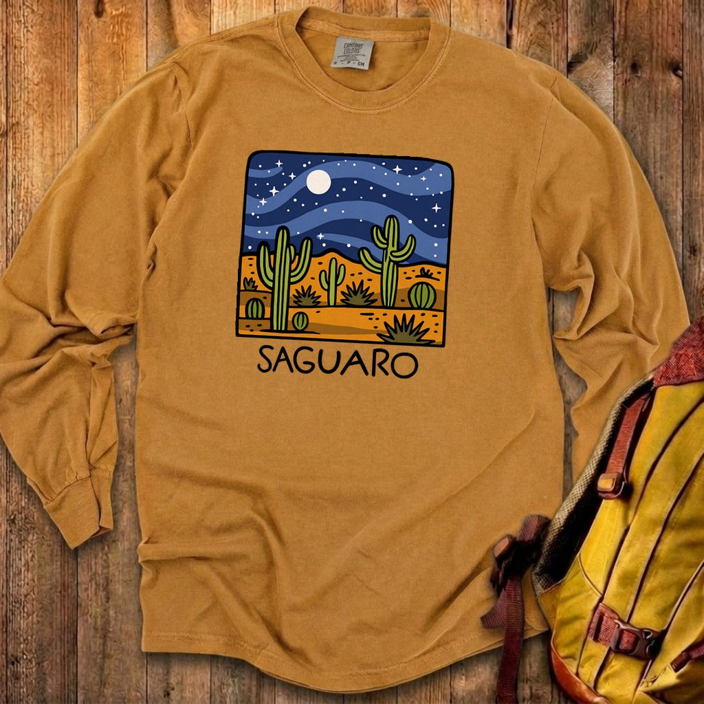 Saguaro at Night Cotton Long Sleeve