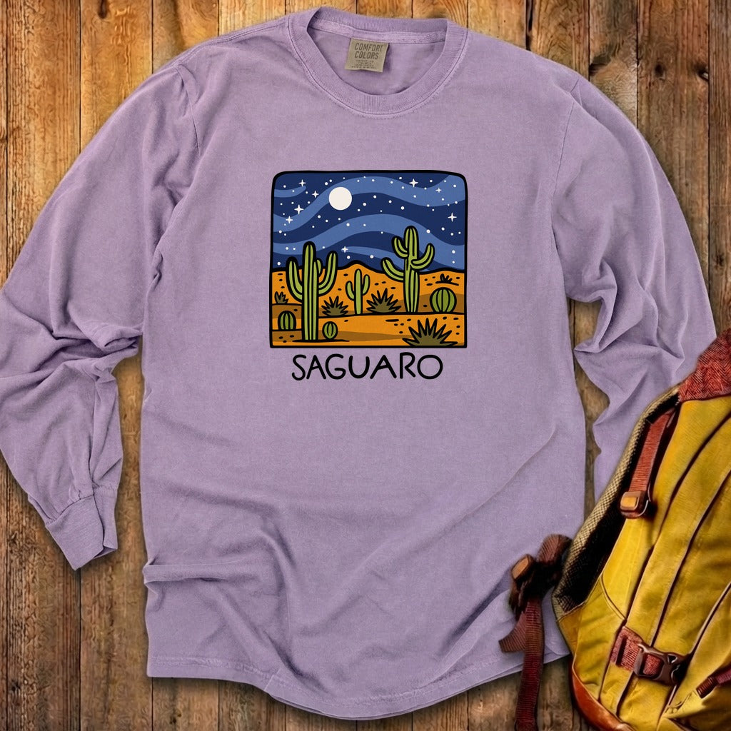 Saguaro at Night Cotton Long Sleeve