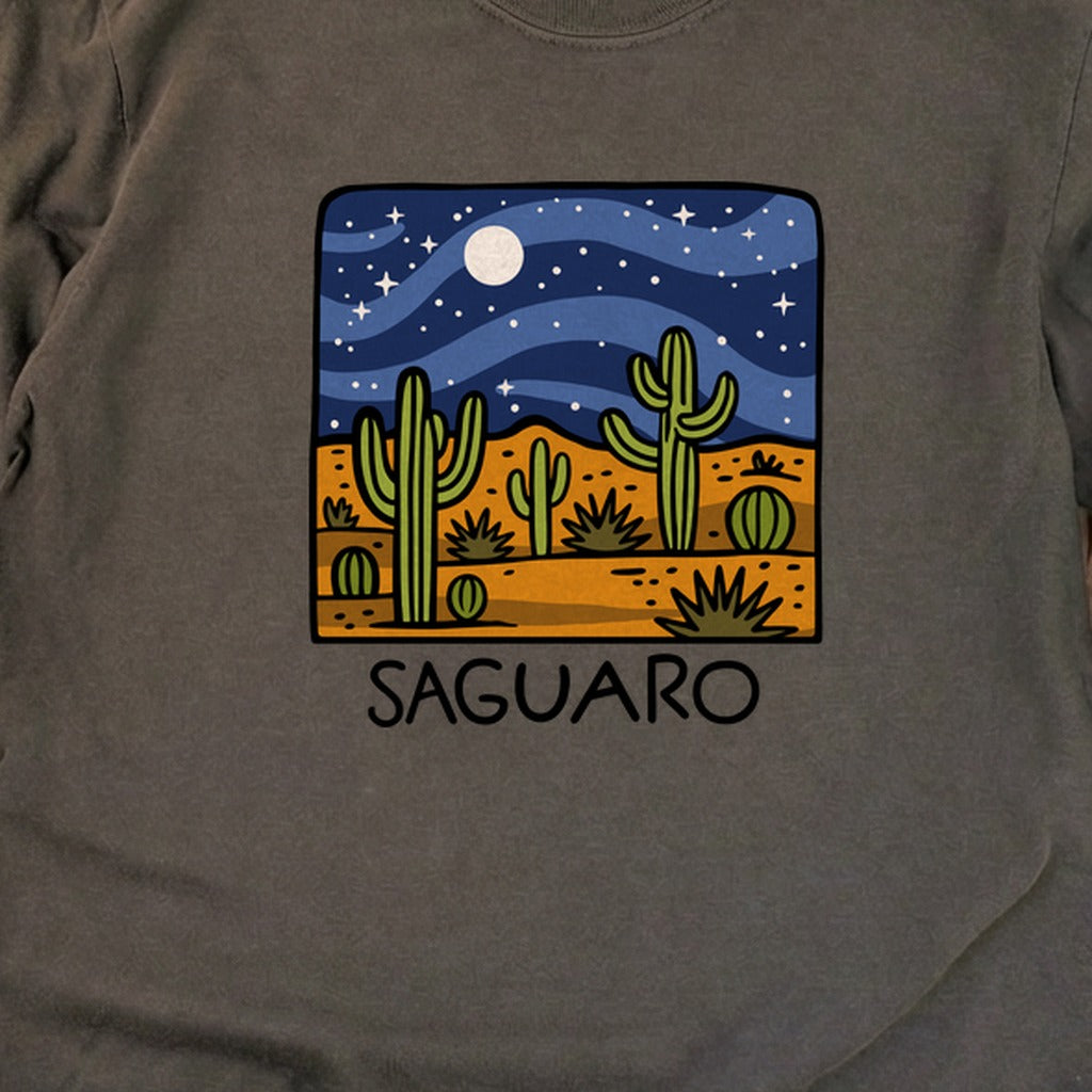 Saguaro at Night Cotton Long Sleeve