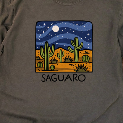 Saguaro at Night Cotton Long Sleeve