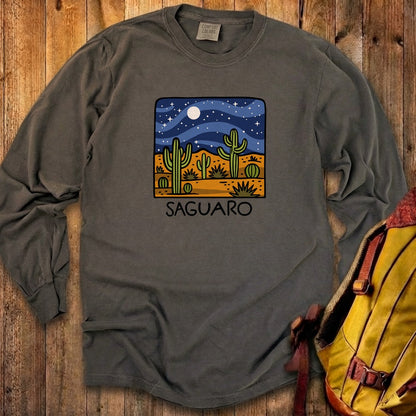 Saguaro at Night Cotton Long Sleeve