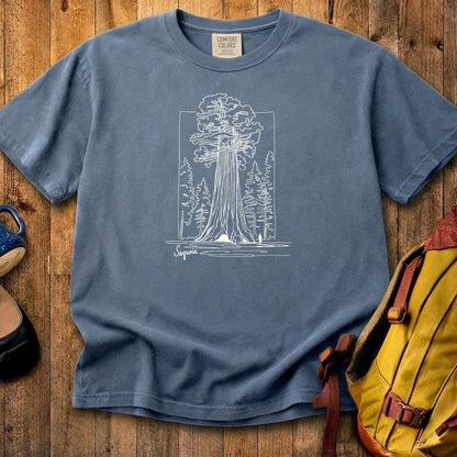 Sequoia Line Drawing Cotton T-Shirt