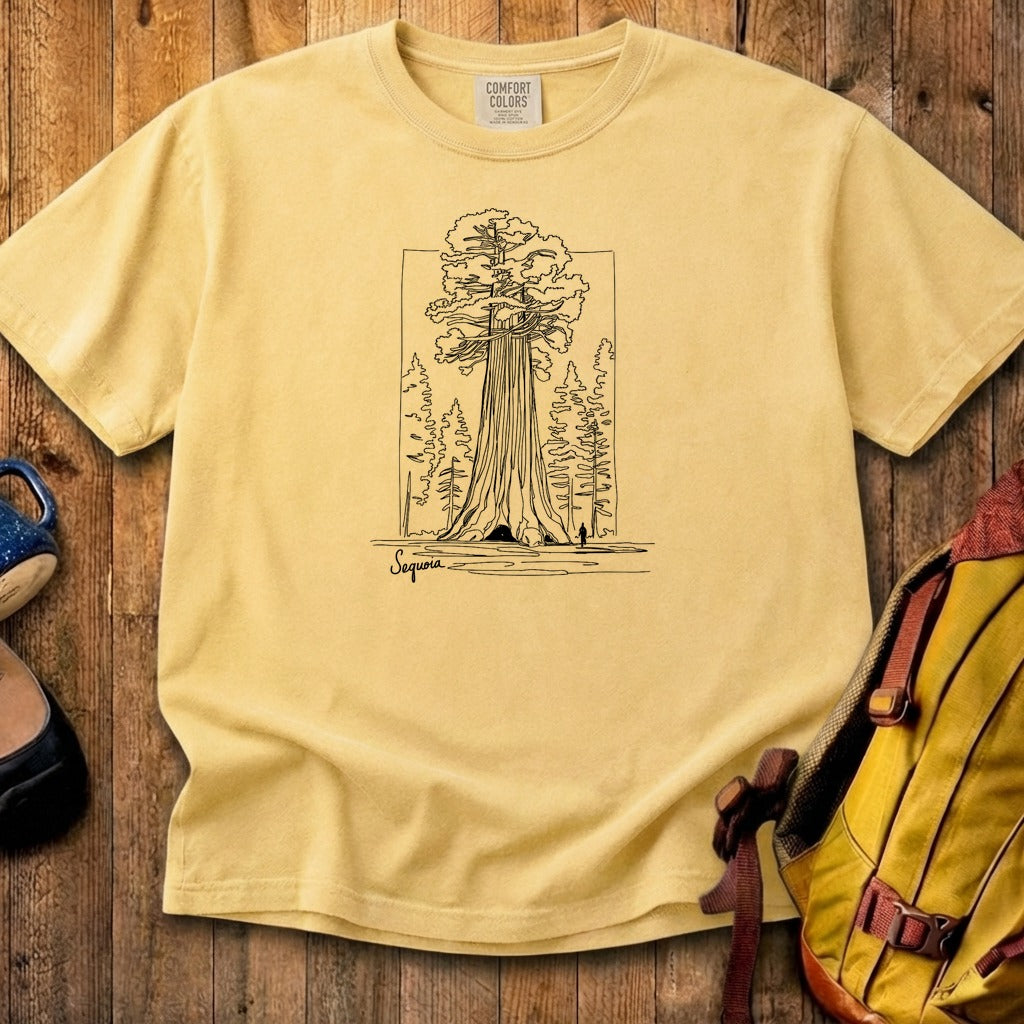 Sequoia Line Drawing Cotton T-Shirt