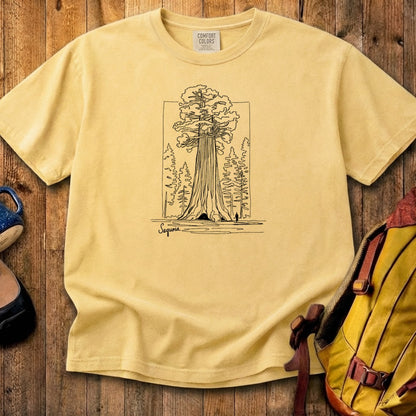 Sequoia Line Drawing Cotton T-Shirt