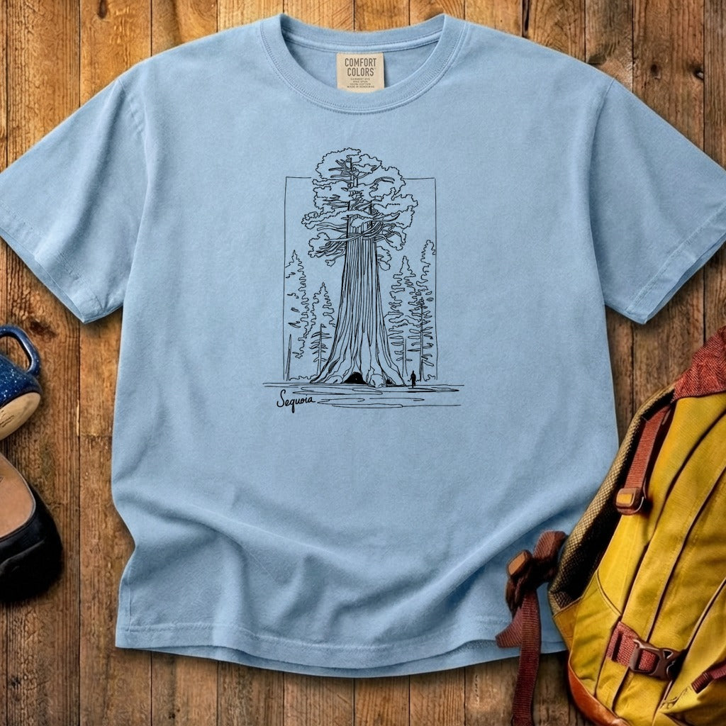 Sequoia Line Drawing Cotton T-Shirt