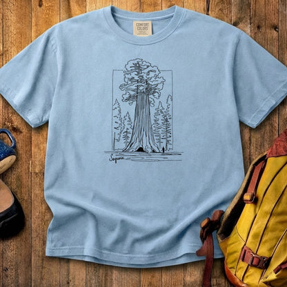 Sequoia Line Drawing Cotton T-Shirt