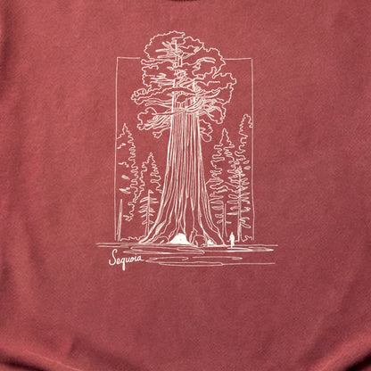 Sequoia Line Drawing Cotton T-Shirt