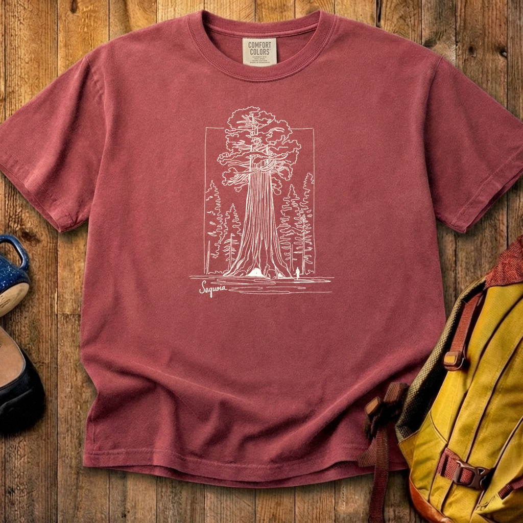 Sequoia Line Drawing Cotton T-Shirt