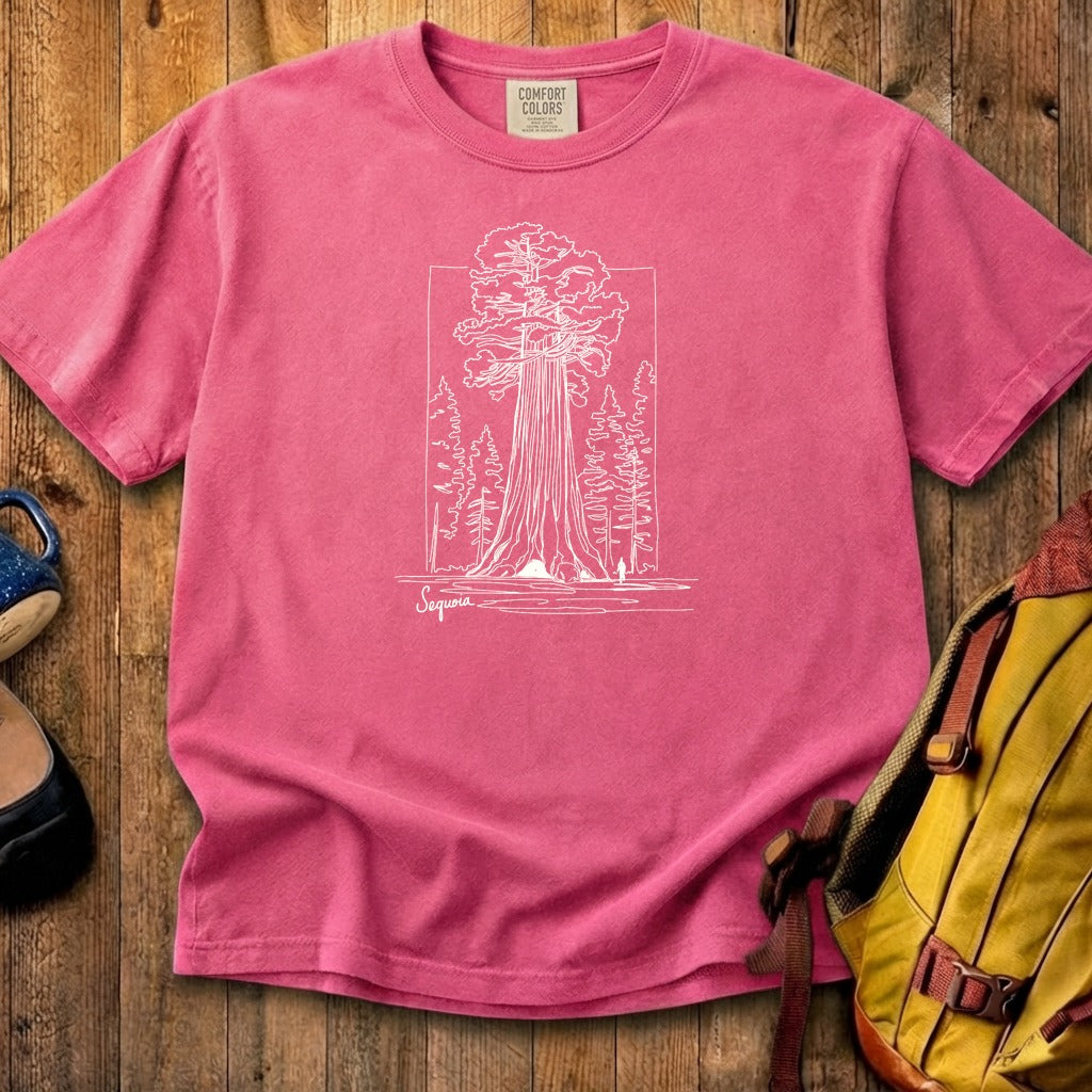 Sequoia Line Drawing Cotton T-Shirt