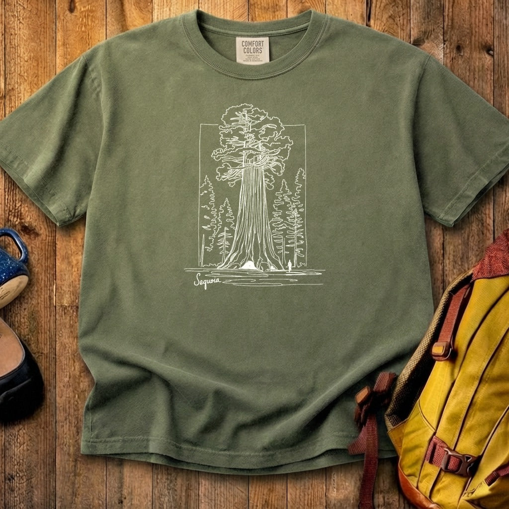 Sequoia Line Drawing Cotton T-Shirt