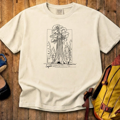 Sequoia Line Drawing Cotton T-Shirt