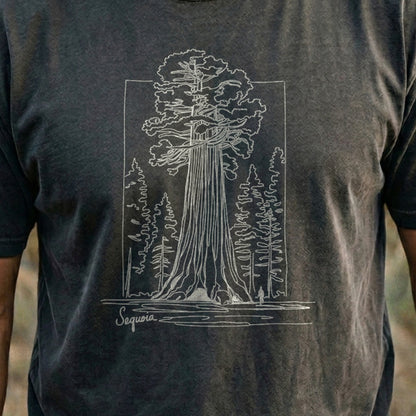 Sequoia Line Drawing Cotton T-Shirt