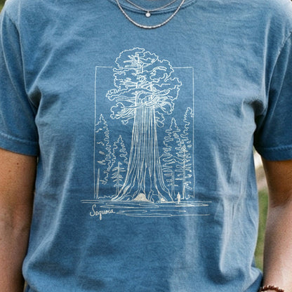 Sequoia Line Drawing Cotton T-Shirt