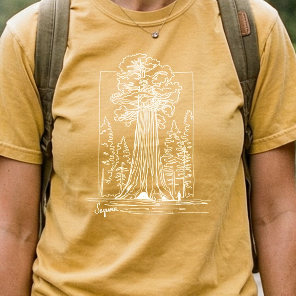 Sequoia Line Drawing Cotton T-Shirt