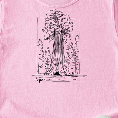Sequoia Line Drawing Kids Cotton T-Shirt