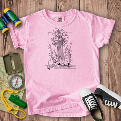 Sequoia Line Drawing Kids Cotton T-Shirt