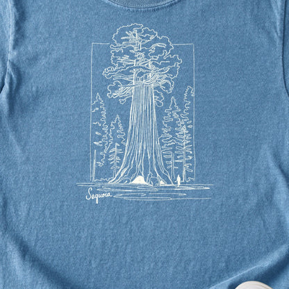 Sequoia Line Drawing Kids Cotton T-Shirt