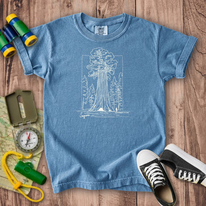 Sequoia Line Drawing Kids Cotton T-Shirt