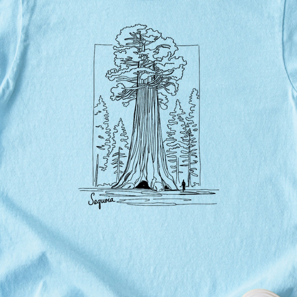 Sequoia Line Drawing Kids Cotton T-Shirt