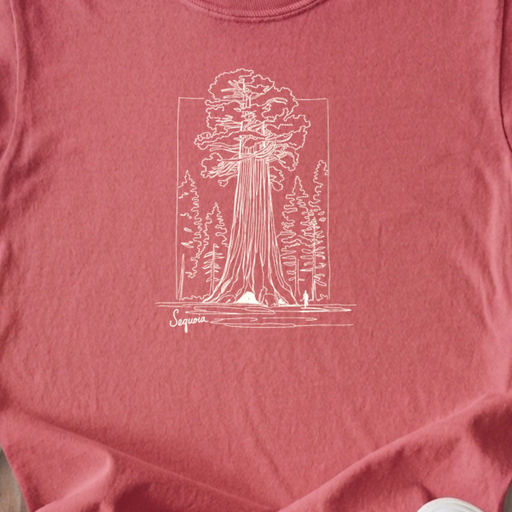 Sequoia Line Drawing Kids Cotton T-Shirt