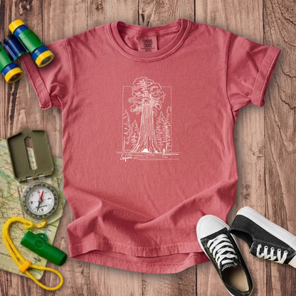Sequoia Line Drawing Kids Cotton T-Shirt