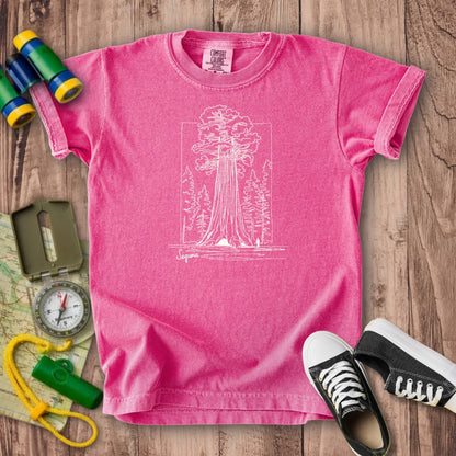 Sequoia Line Drawing Kids Cotton T-Shirt