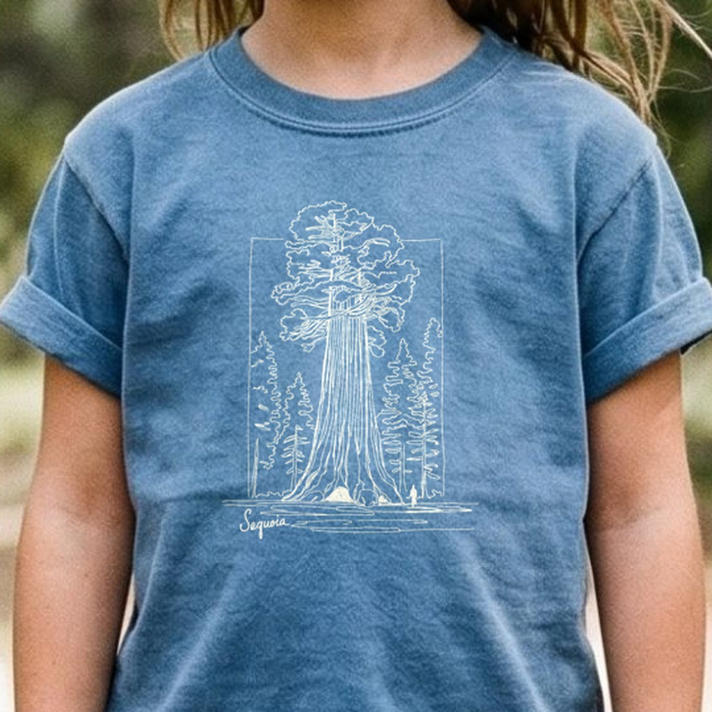 Sequoia Line Drawing Kids Cotton T-Shirt