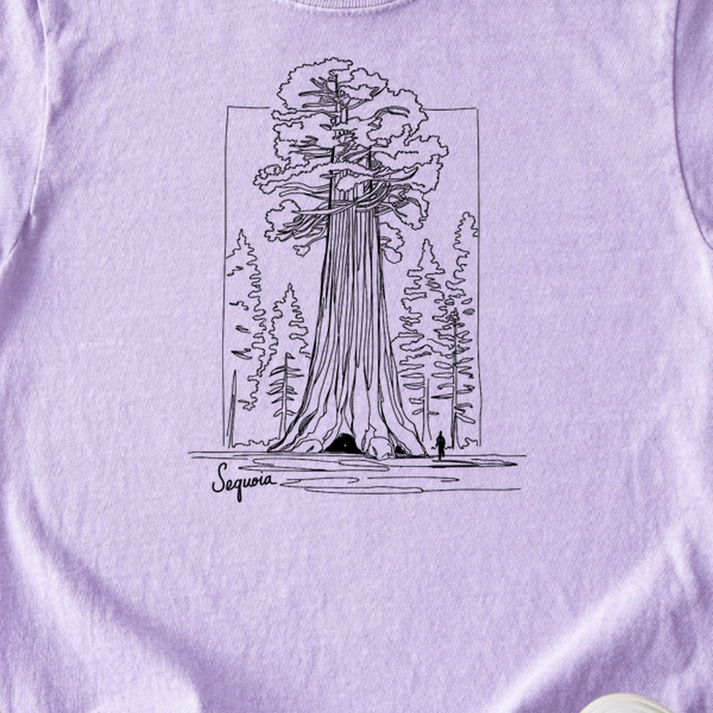 Sequoia Line Drawing Kids Cotton T-Shirt